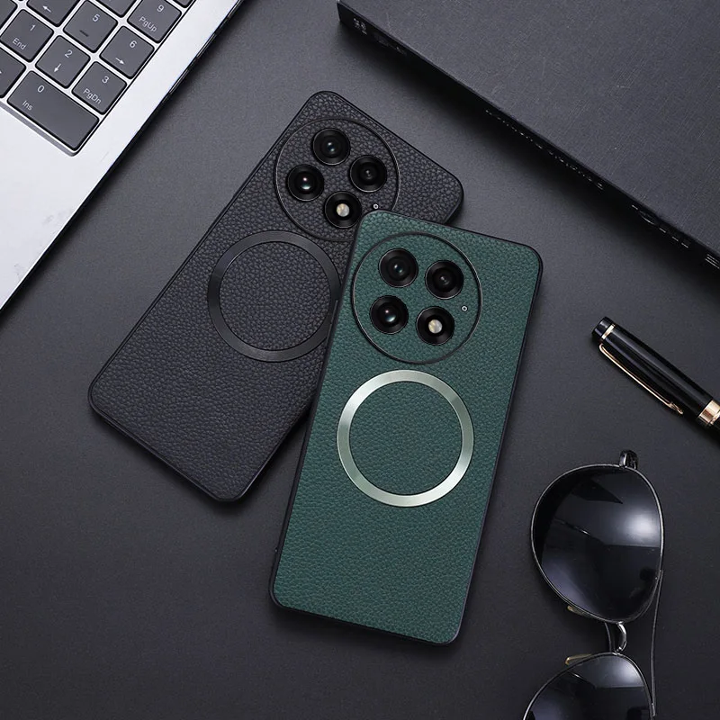 

Leather Case for OnePlus 13 One Plus 13 1+13 Magsafe Magnetic Wireless Charging Silicone Hard Phone Cover OnePlus13 PJZ110 Shell