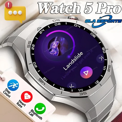 Nuevo reloj inteligente GT5 Pro 2025 hombres mujeres ritmo cardíaco Bluetooth llamada dinámica Lsland 360*360 pantalla AMOLED impermeable hombre Smartwatch