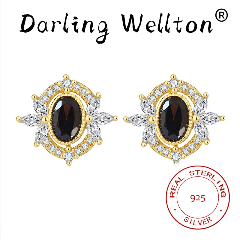 

Creative Cut-Out Butterfly Oval Coffee Stone Stud Earrings For Women 100% Original Sterling Silver Valentine's Day Gift Jewelry