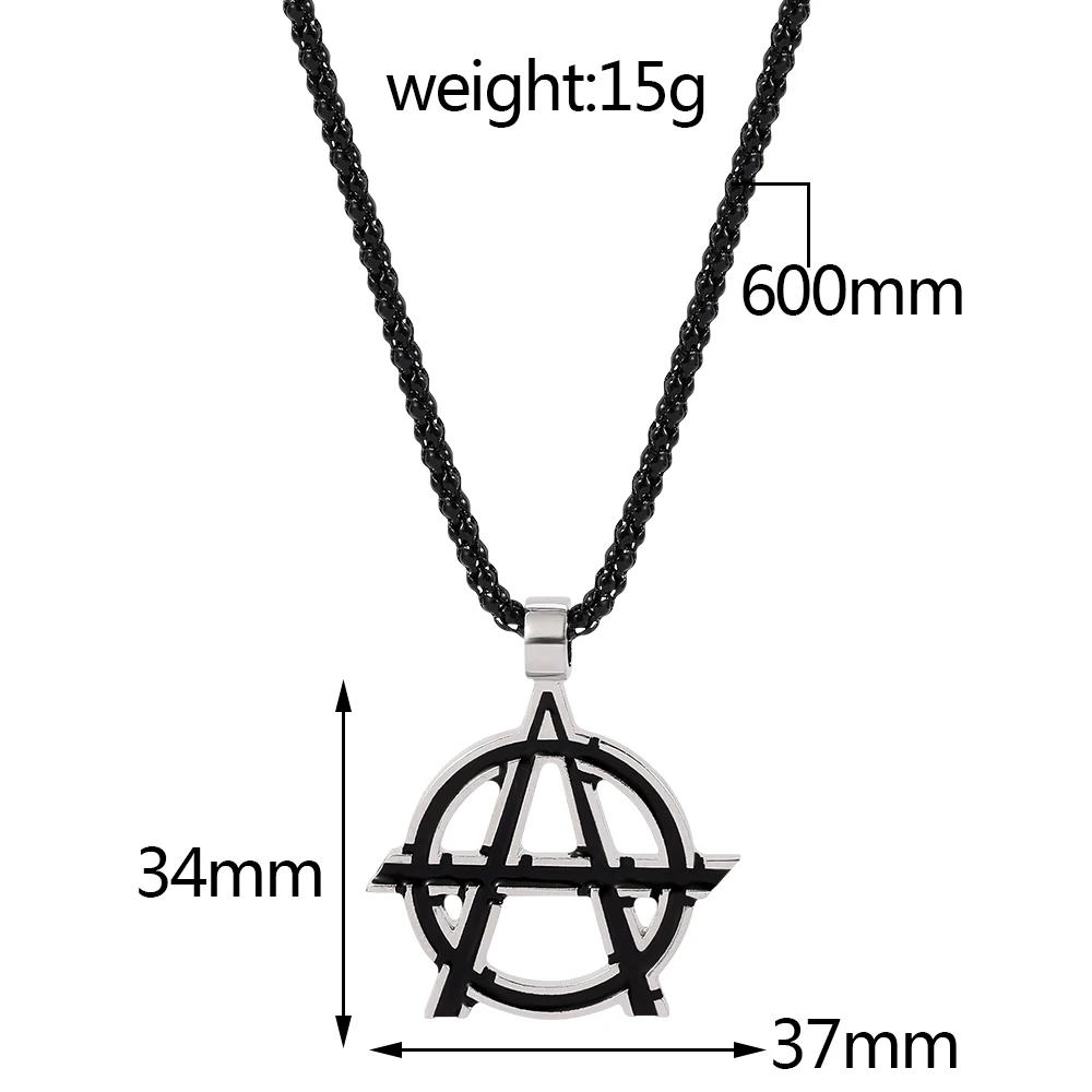 Movies Avengers Symbol Letter A Logo Necklace Vintage Anarchy Symbol Black Color Pendant Necklace for Men Jewelry Accessories