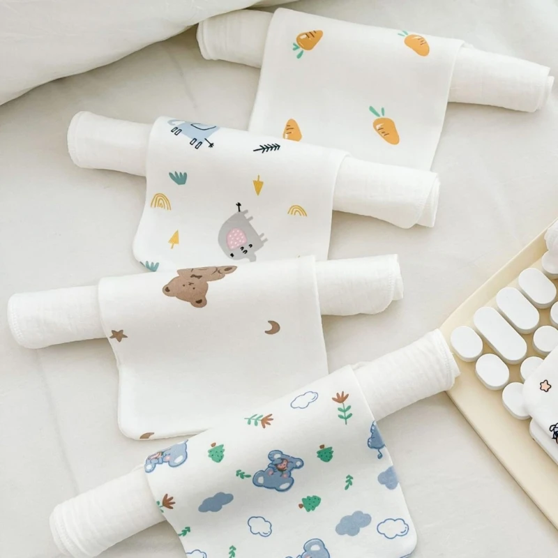 Baby Sweat Absorbent Towel Lovely Pattern Cotton Cloth Absorb Soft Cartoon Infant Back Towel Wet Pad Wipes Gift Durable