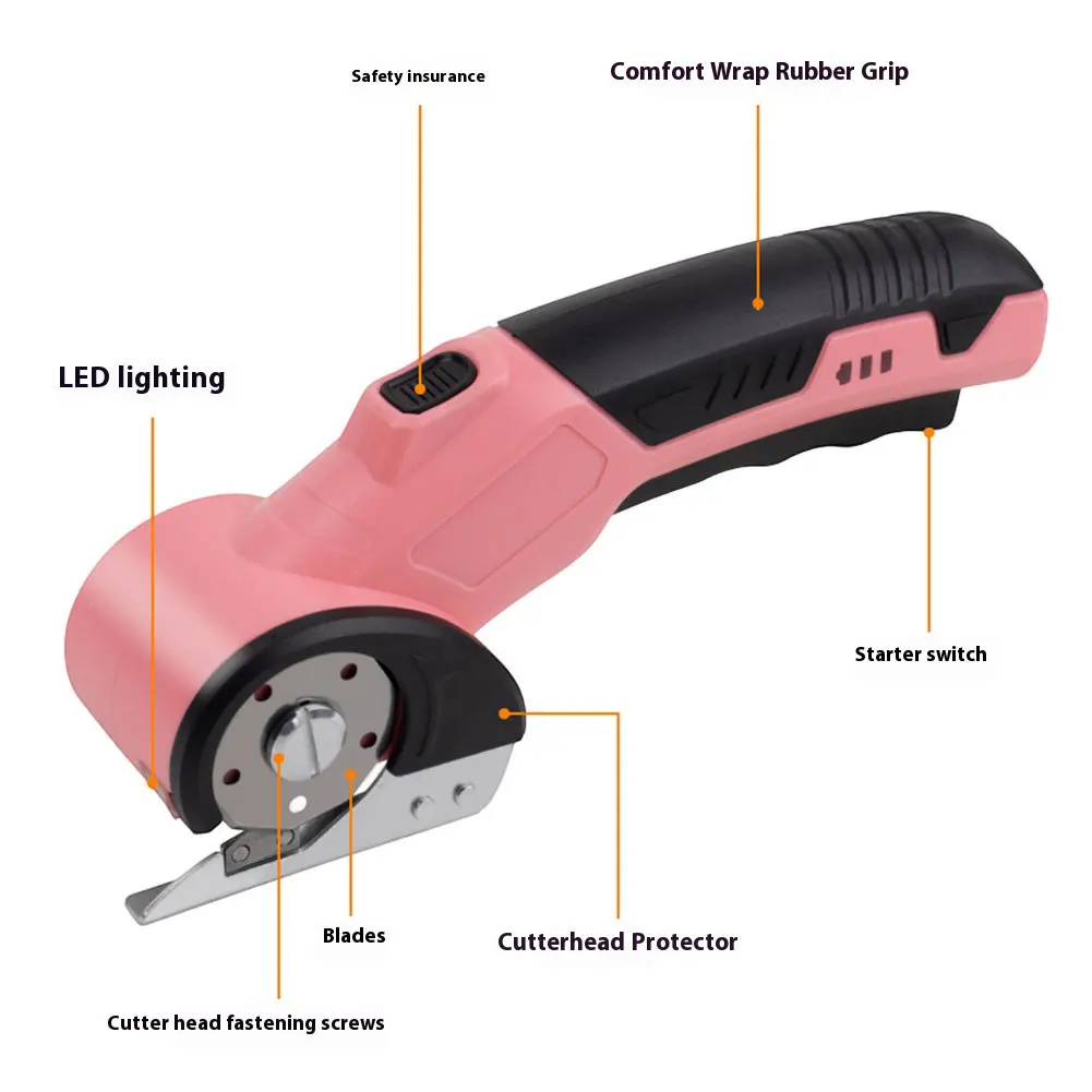 Cordless Electric Scissor with Safety Lock Rotary Cutter Rechargeable Power Fabric Scissor for Sewing Scrapbooking Crafting