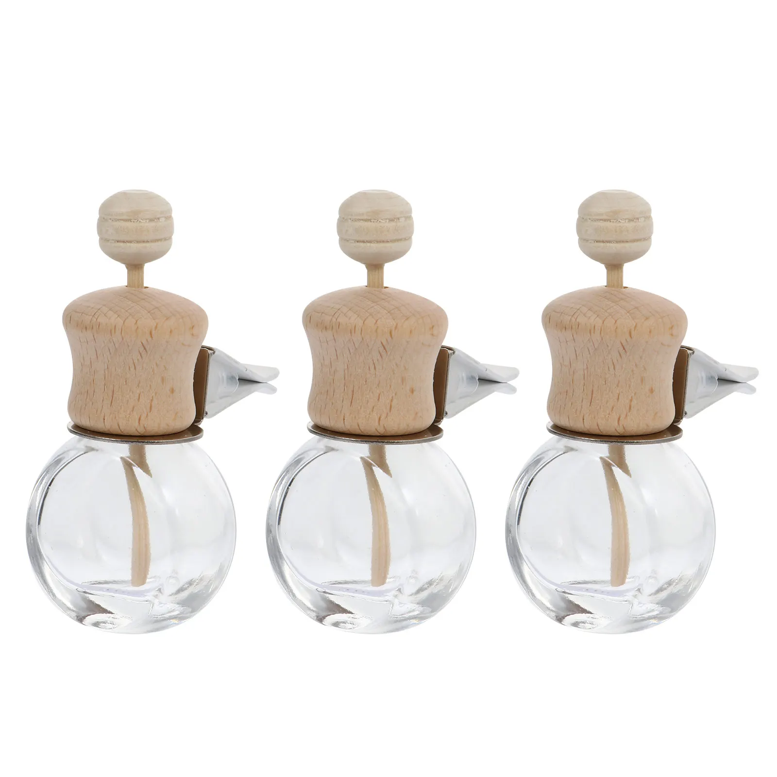 

3Pcs Air Vent Aromatherapy Bottle Wooden Lid Rotatable Car Aroma Diffuser Essential Oil Container Car Aroma Diffuser Bottle