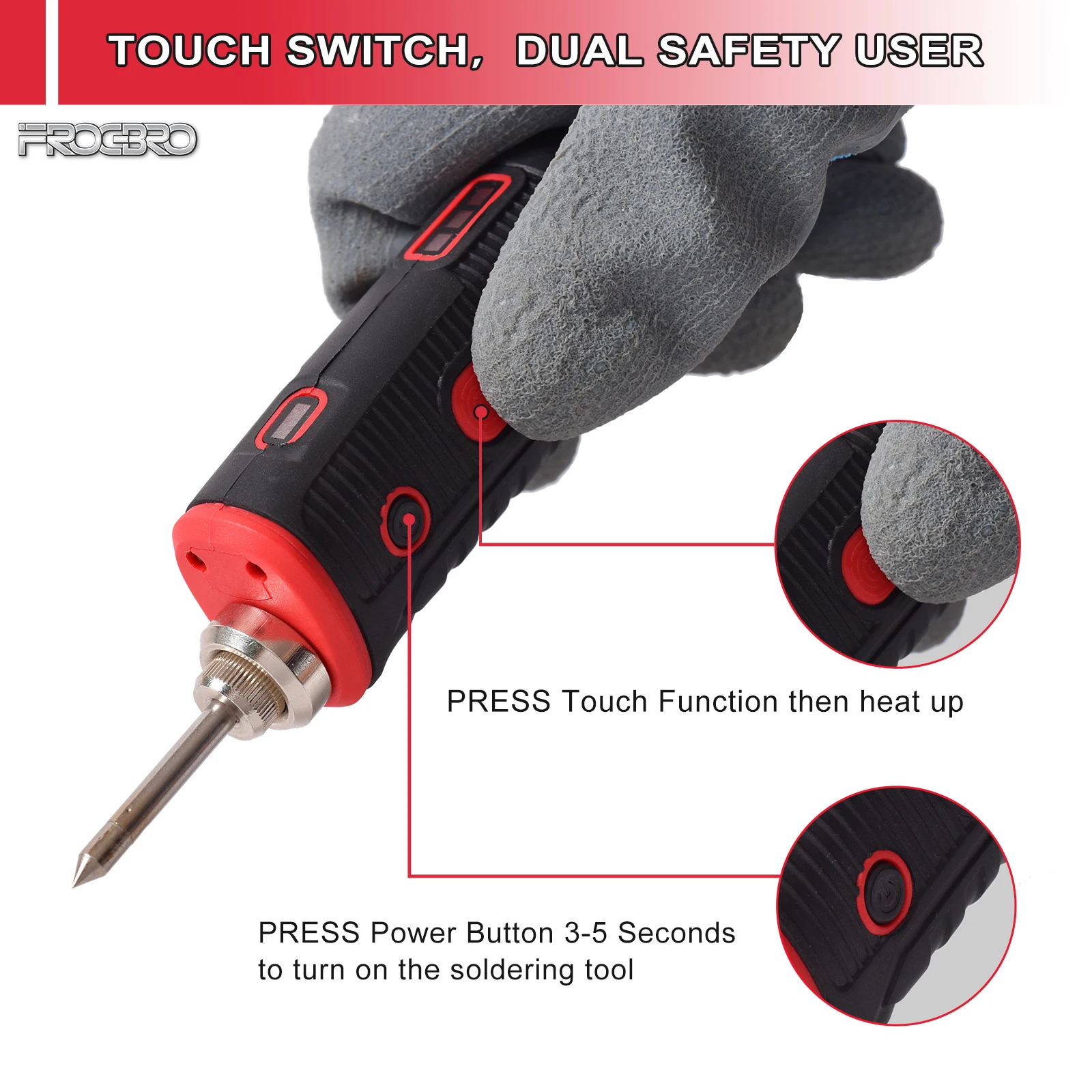 Saldatore portatile a riscaldamento rapido Illuminazione a LED Mini saldatore a batteria fai-da-te con batteria ricaricabile agli ioni di litio