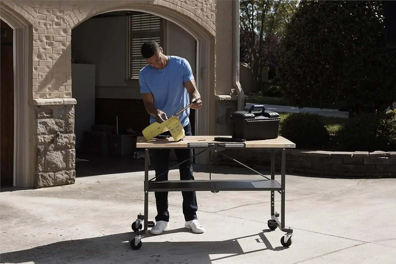 SmartFold Portable Workbench/Folding Utility Table (Gray Steel Frame)