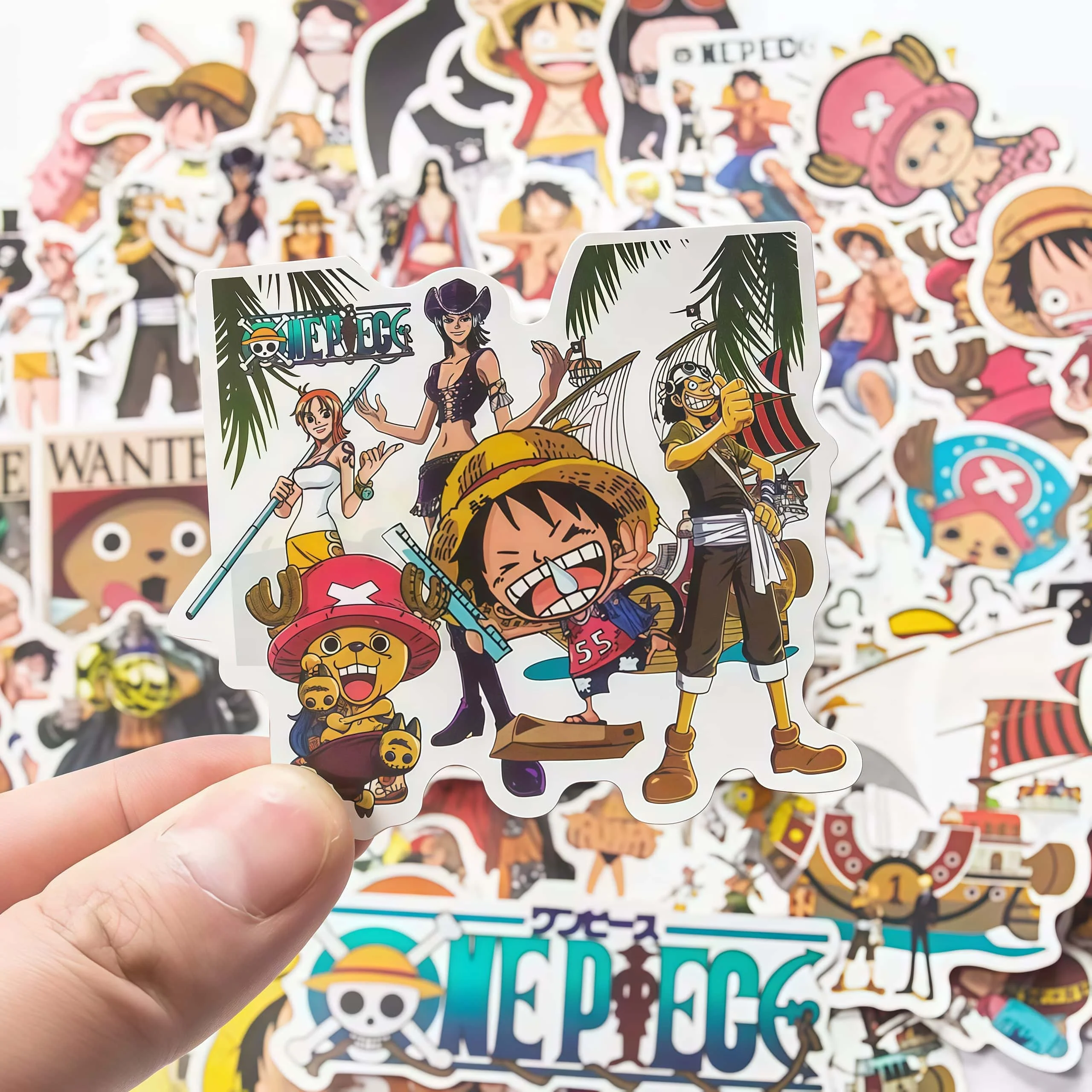 50Pcs One Piece Anime Stickers, Classic Pirate Character Decals for Laptop Water Bottle Skateboard Luggage Scrapbook DIY Decor