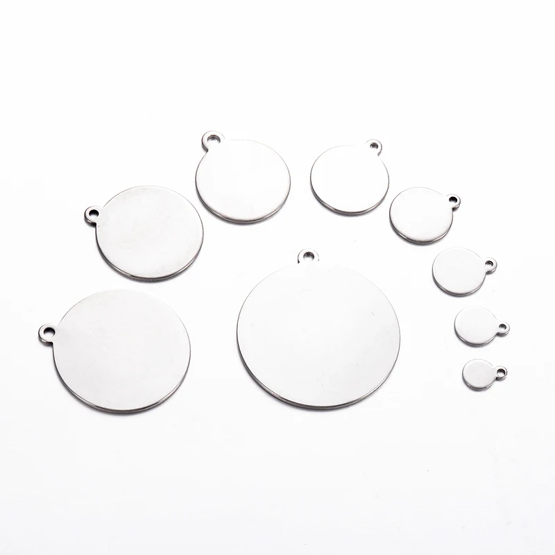 20pcs Stainless Steel Coin Disc Charm Round Stamping Blank Tags Setting For Bracelet Pendant Jewelry Making Supplies 10mm-20mm