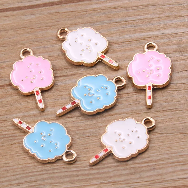 10Pcs 14*24mm 3 Color Alloy Metal Drop Oil Marshmallow Lollipop Charms Pendant For DIY Bracelet Necklace Jewelry Making