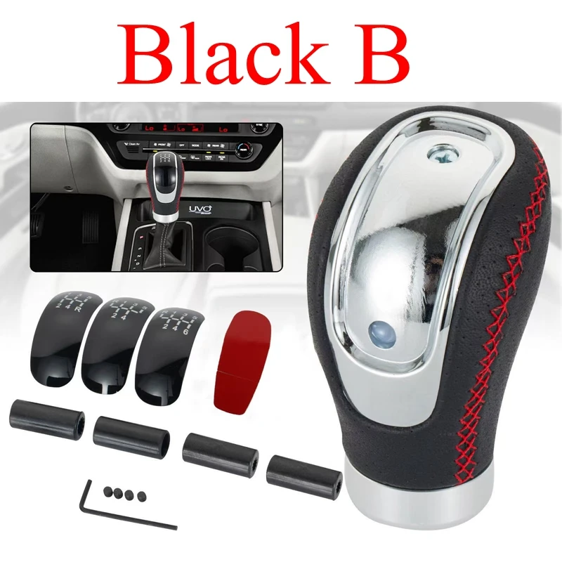 5단 또는 6단 가죽 레드 기어 노브 자동차 기어 변속 노브 시프터 노브 기어 스틱 변속 ... - 2