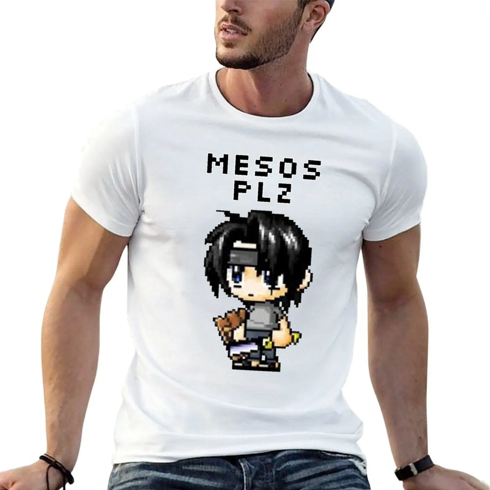 

Mesos Plz MapleStory Noob Meme (Transparent) T-Shirt t shirts designer man t shirt cotton t shirts for man slim fit T-Shirt