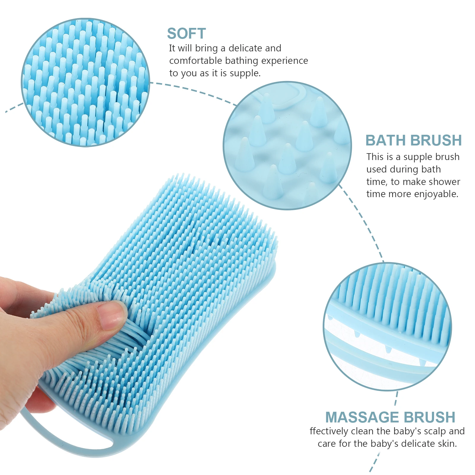 

Silicone Body Scrubber Shower Brush Gentle Hair Scalp Massager Bath Tool Silica Gel Cleanser Exfoliating Baby Grooming Foam