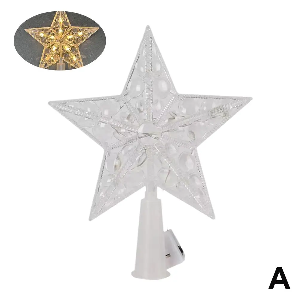 15cm árvore de natal estrela superior com luzes decoração do jardim de natal decorações de festa pátio diy árvore de natal supplie b2r3