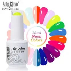 Arte Clavo Neon Colors Gel Smalto per unghie UV LED Serie di colori Smalto gel Nail Art Design Smalto gel Soak Off 15ml Manicure