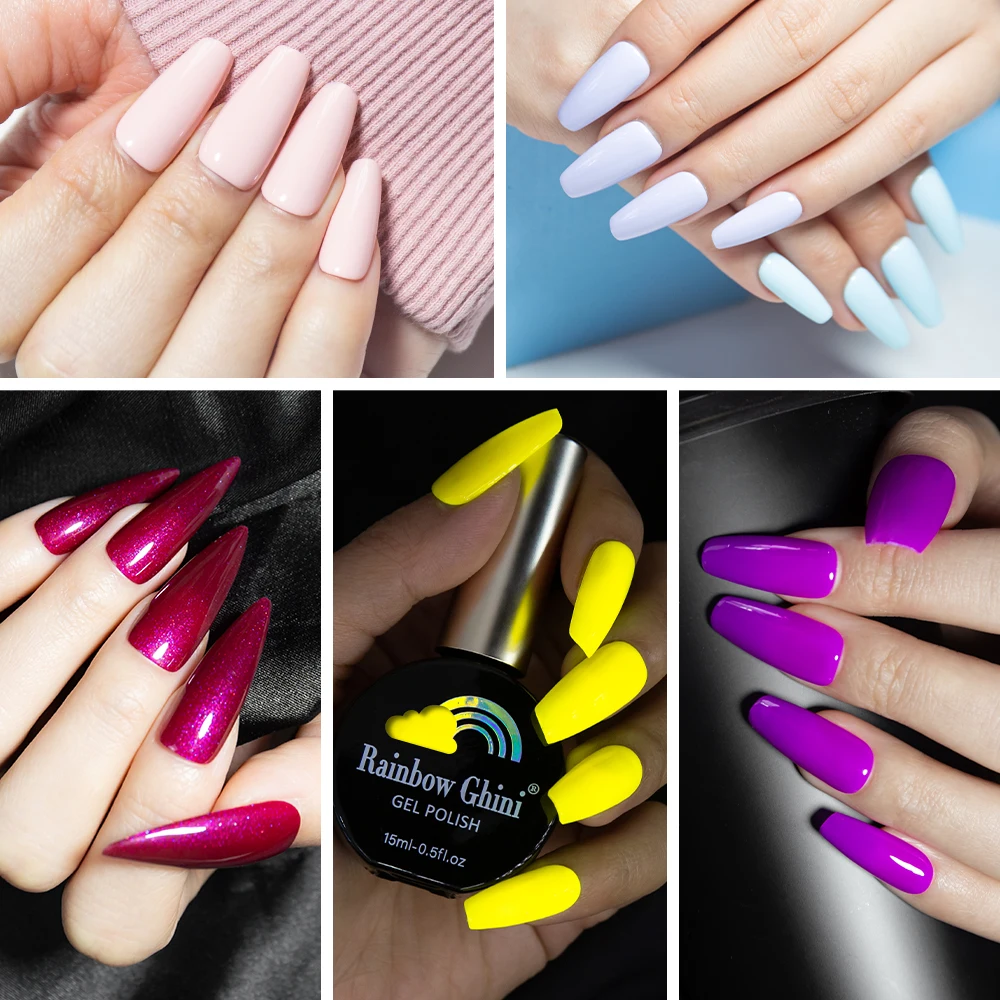قوس قزح غيني 15 مللي نيون UV LED جل طلاء الأظافر بريق شبه دائم الهجين الورنيش الدهانات مستلزمات الأظافر للمحترفين