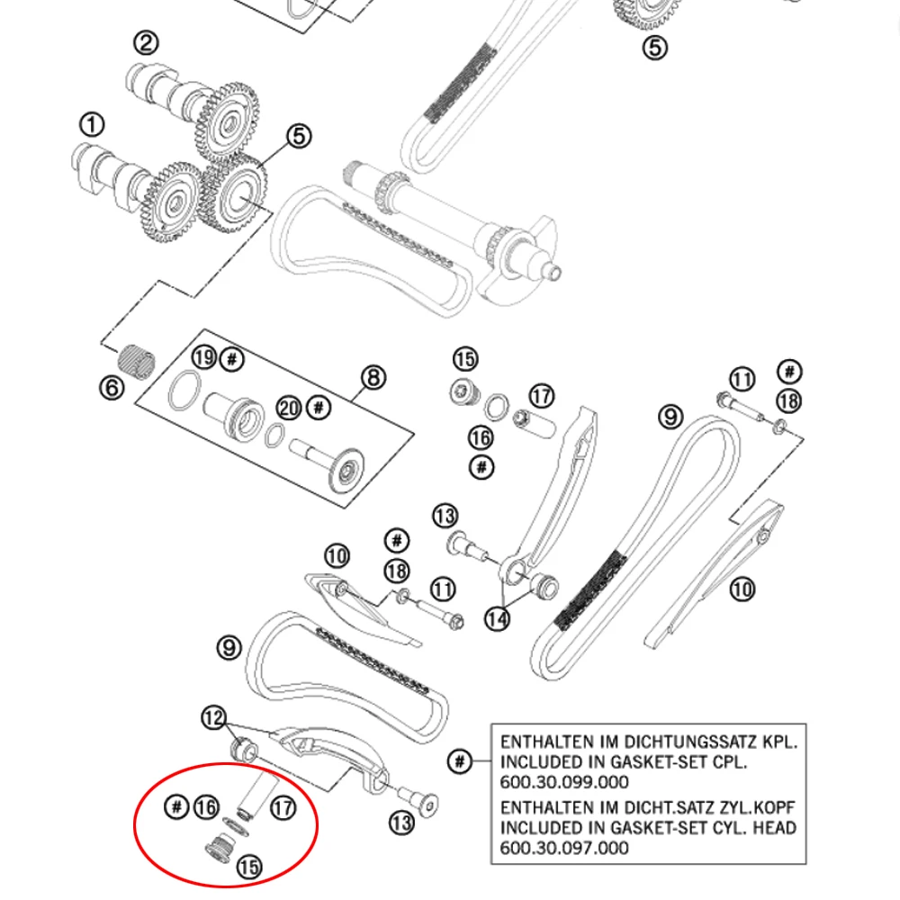 2xPcs Manual Cam Chain Tensioner For KTM LC8 990 950 ADV /Supermoto /Super Enduro R /Superduke R - Engine Timing Chain Adjuster