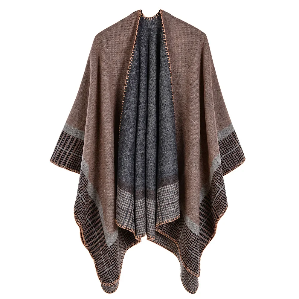 Autumn Winter Women's Imitation Cashmere Warm Air Conditioning Shawl Sunscreen Cloak Tourism Cloak Ponchos Capes 10