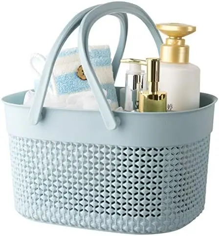 

Портативная корзина для душа с ручками - синий пластиковый органайзер для ванной, общежития, спортзала, кухни, кемпинга