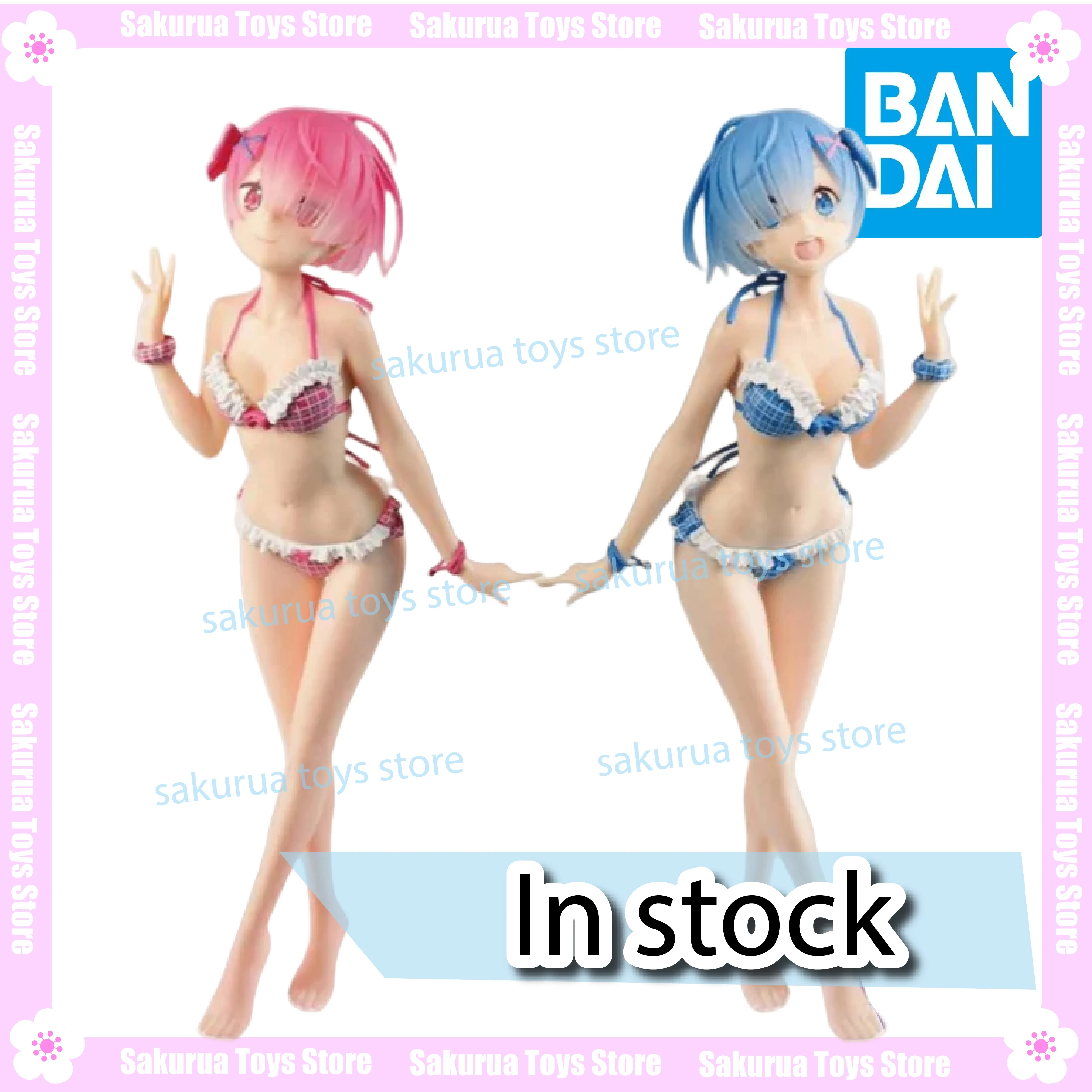 Em estoque bandai genuíno maiô ram rem life from scratch anime periféricos ação boneca coleção presentes