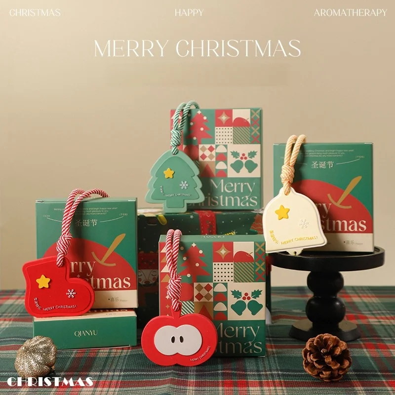 Christmas Scented Wax Tablet Air Freshener Hanging Ornament Fragrance Stone Car Home Closet Decor Bell Tree Stocking Apple Gift
