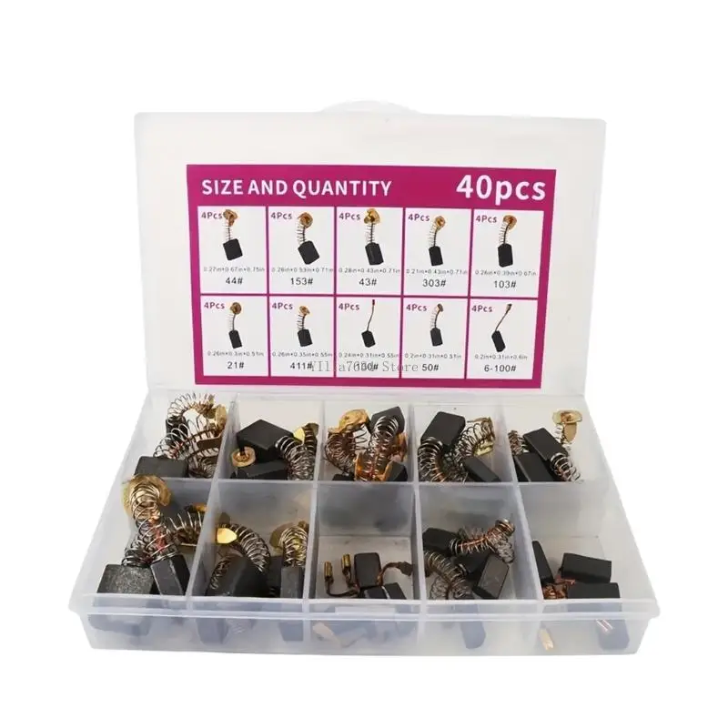 

40Pcs Electric Motor Replacement Brushes 10 Models For DIY Maintenance