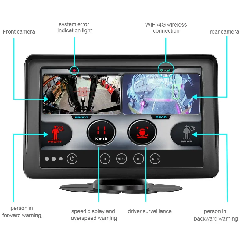 Industrial forklifts intelligent pedestrian proximity detection warning forklift ai collision avoidance system