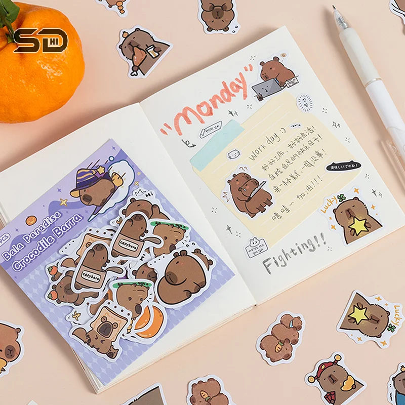 40pcs Cartoon Cute Capybara Hand Account Stickers Creative Kawaii Diary Decoration Sticker Children Handbook Material Paper