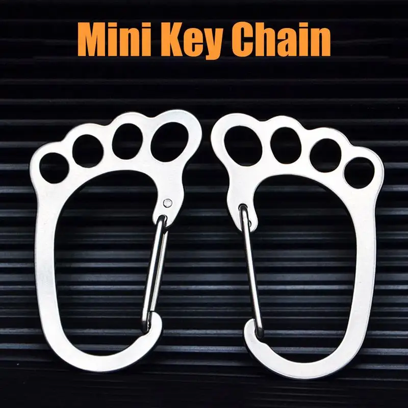 Hero Clip Carabiner Keychain Cute Foot Shape Key Hook With Foot Design Stainless Steel Small And Portable For Travel Hiking