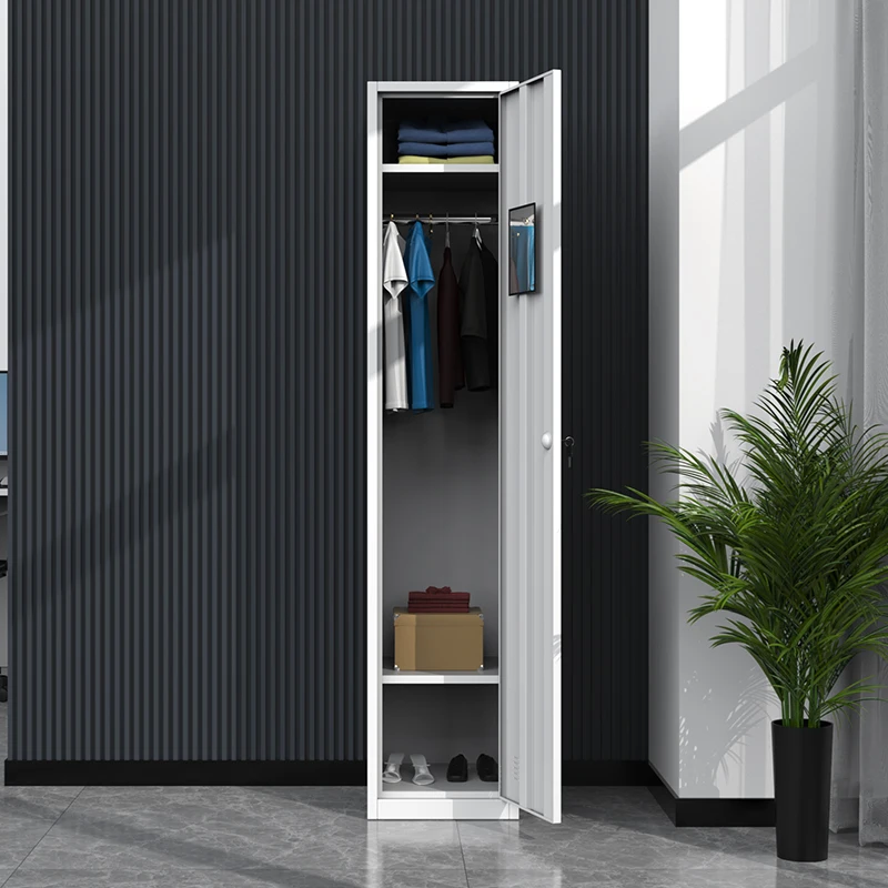 Office Single Door Steel Staff Security Storage Lockers Cabinet Armoire Wardrobe for Hanging Clothes Gym Locker Cabinetpromote s