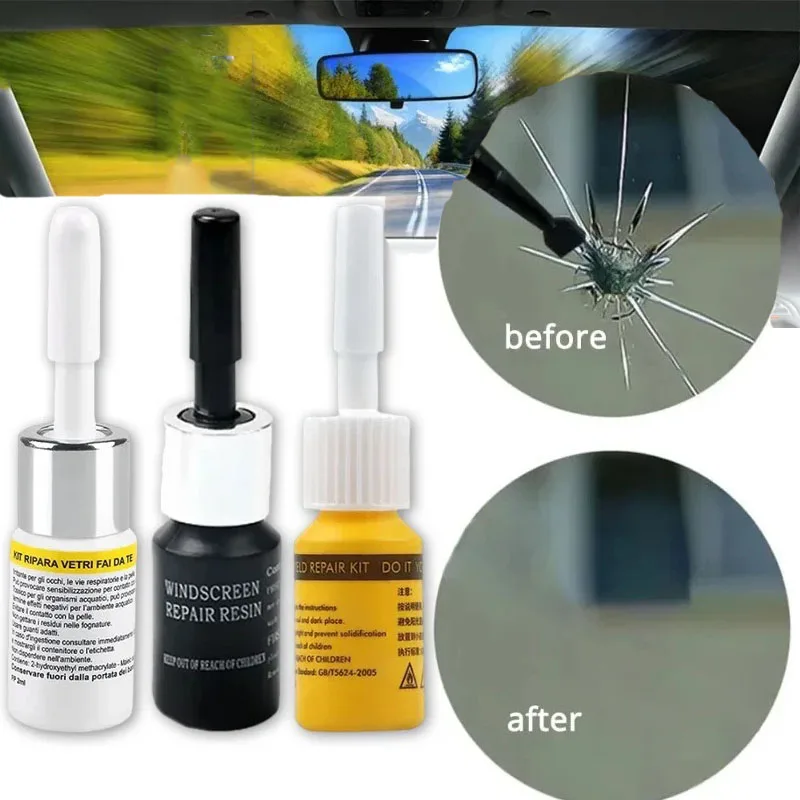 1set Windshield Repair Agent Car Glass Scratch Mend Fluid Resin Nano Window Crack Repair Agent Window Cracks Maintenance Tools