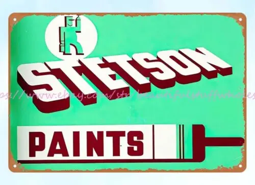 Stetson Paints metal tin sign dorm room wall decor