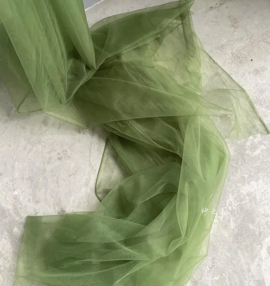 Durable Grass Green Avocado Soft Mesh Draping Fabric for Wedding Chair Back Yarn Purdah Build Gauze Skirt Fabric