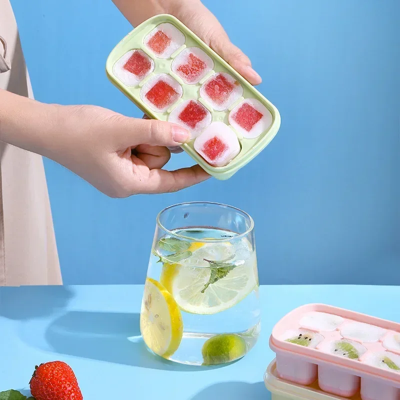 Square Ice Cube Trays Food Freezer Tray Block Ice Cube Molds For Freezer Containers Reusable Ice Maker For Cocktails Whiskey