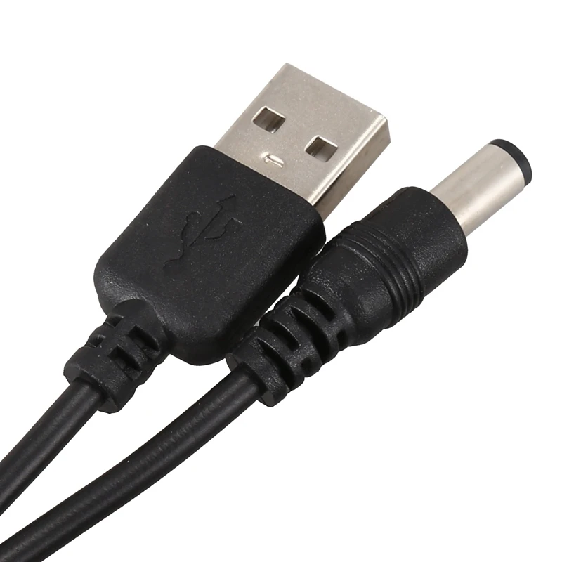 Câble d'Alimentation USB 5.5mm/2.1mm 5V DC (Noir, 75cm), 2 Pièces