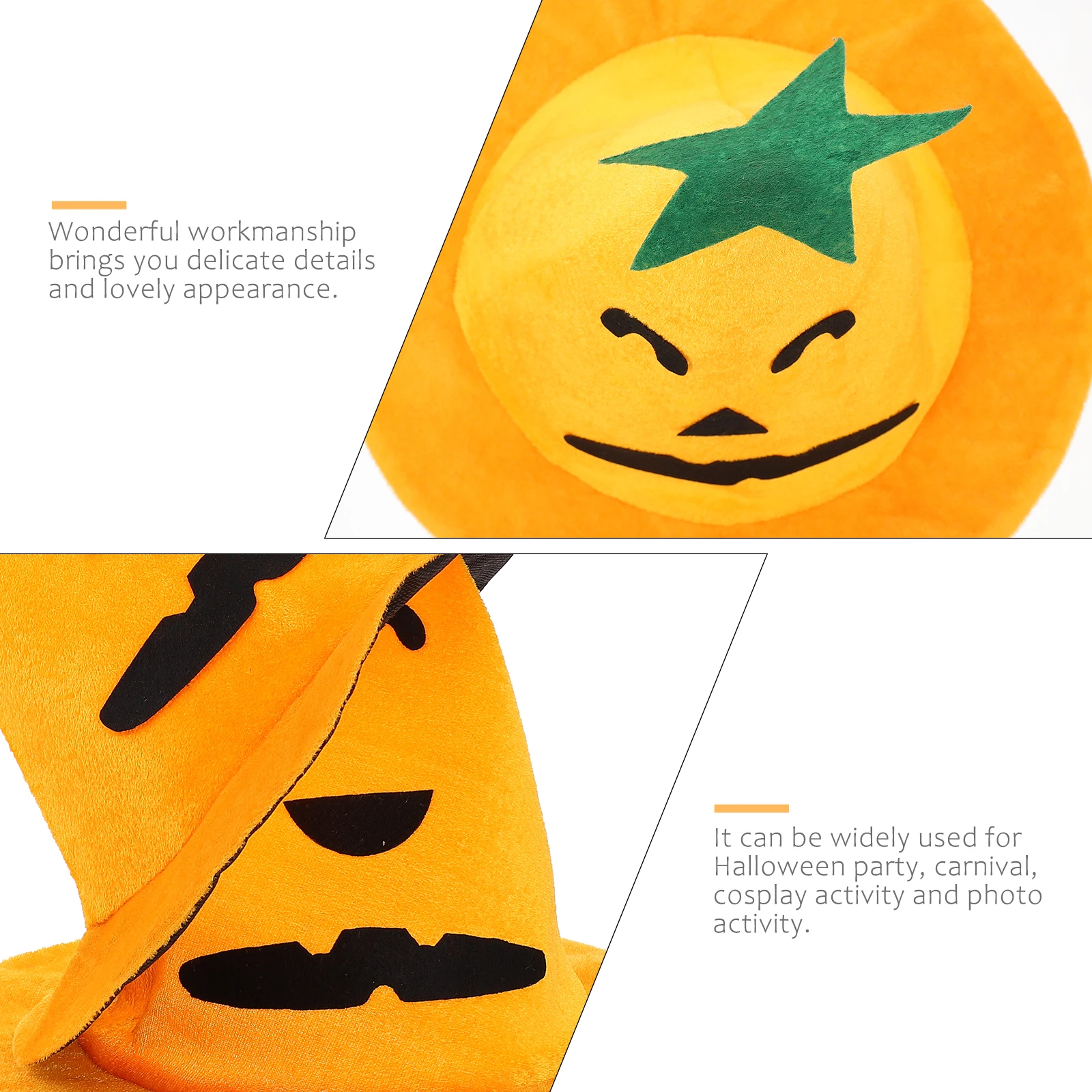 

2 Pcs Pumpkin Hat Props Halloween Decor Party Pointed Hats Stage Performance Supply Lovely