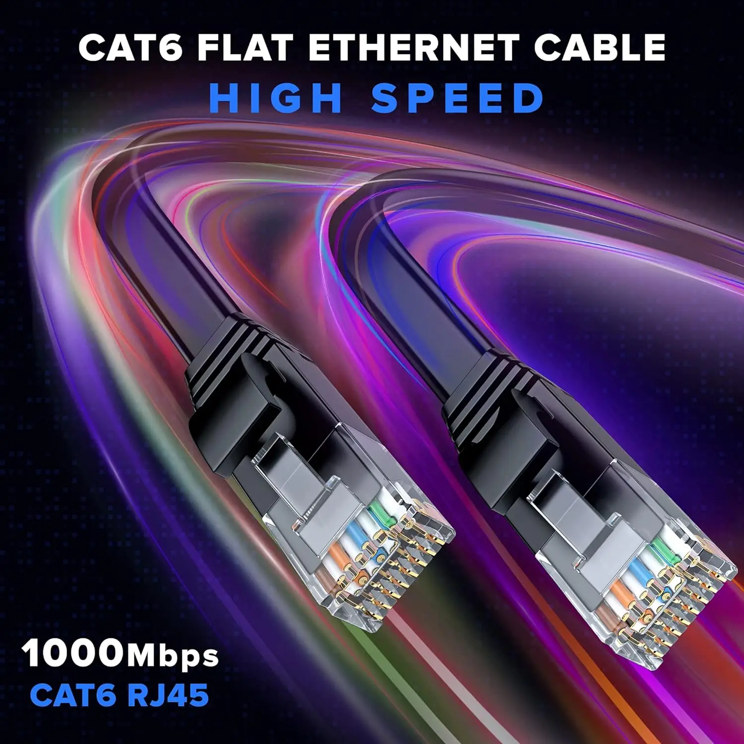 CYANMI Cat 6 Flat Ethernet Cable, 10Gbps High-Speed Cat6 Ethernet Cable, Long Ethernet Cable for Home or Office Network Wiring