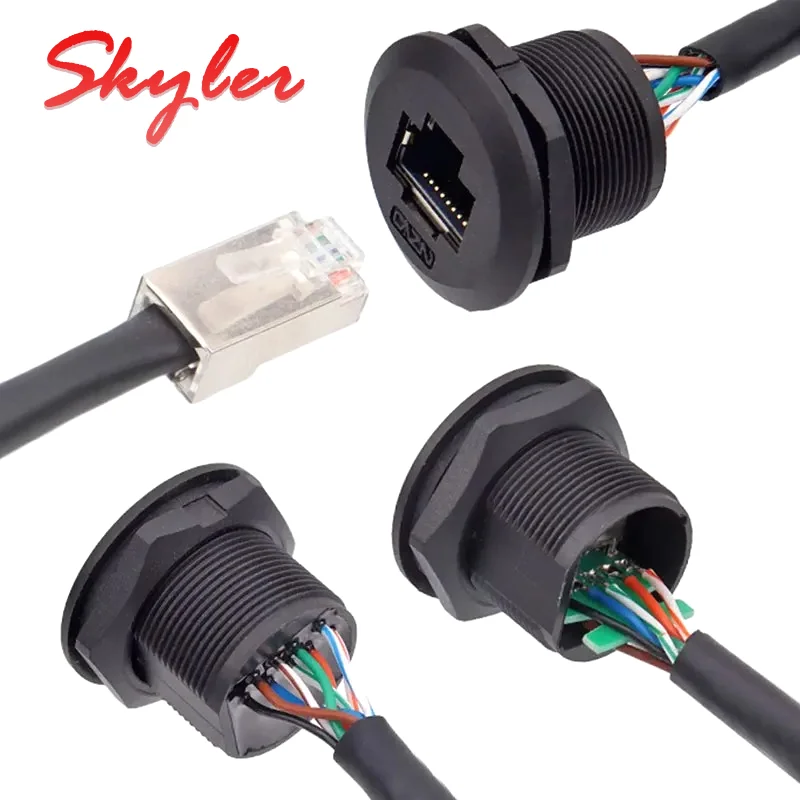 CAT6 RJ45 Ethernet Port Female Socket Waterproof EP-RJ45 Aviation Plug Socket Network Conenctor Cable rj45 Panel Extension Line
