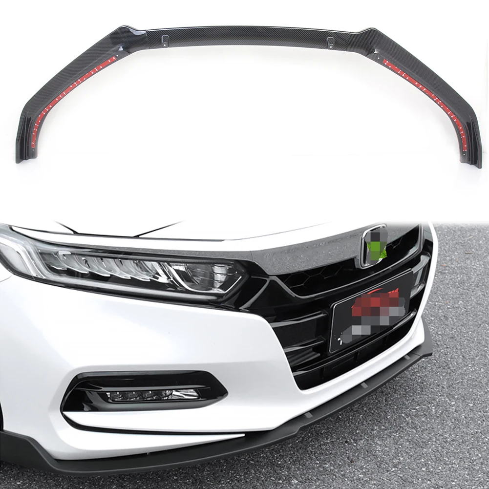 3PCS Carbon Fiber ABS Car Front Bumper Lip Around Grill Below Cover Trim Protector For 2018 Honda Accord X A Trois Volumes