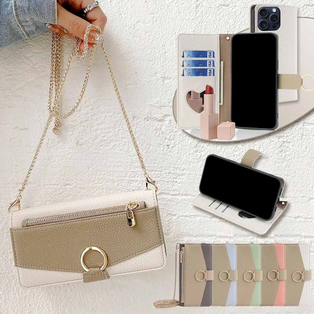 Hochwertige Leder Flip Cross body Hülle für iPhone 16 Pro Max 16 plus multifunktion ale Handy tasche