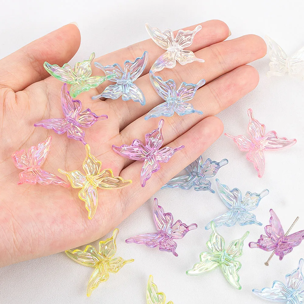 

20Pcs 40Pcs Acrylic Multicolour Butterfly Beads Resin Loose Spacer Beads Charms Crafts DIY Bracelet Hair Jewelry Making Material