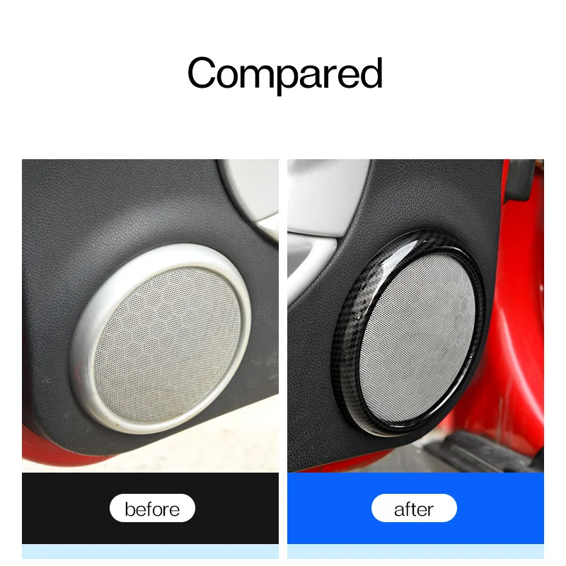 Door Audio Speaker Sound Horn Decoration Trim Ring Sticker Carbon fiber Style For BMW Mini Cooper R50 R52 R53 2006 2005 2004 03