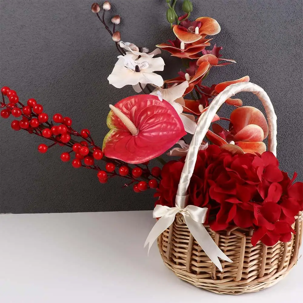 

Props Wedding Flower Girl Rattan Flower Basket Decoration Storage Basket Desktop Decoration Clutter Organizer Flower Basket