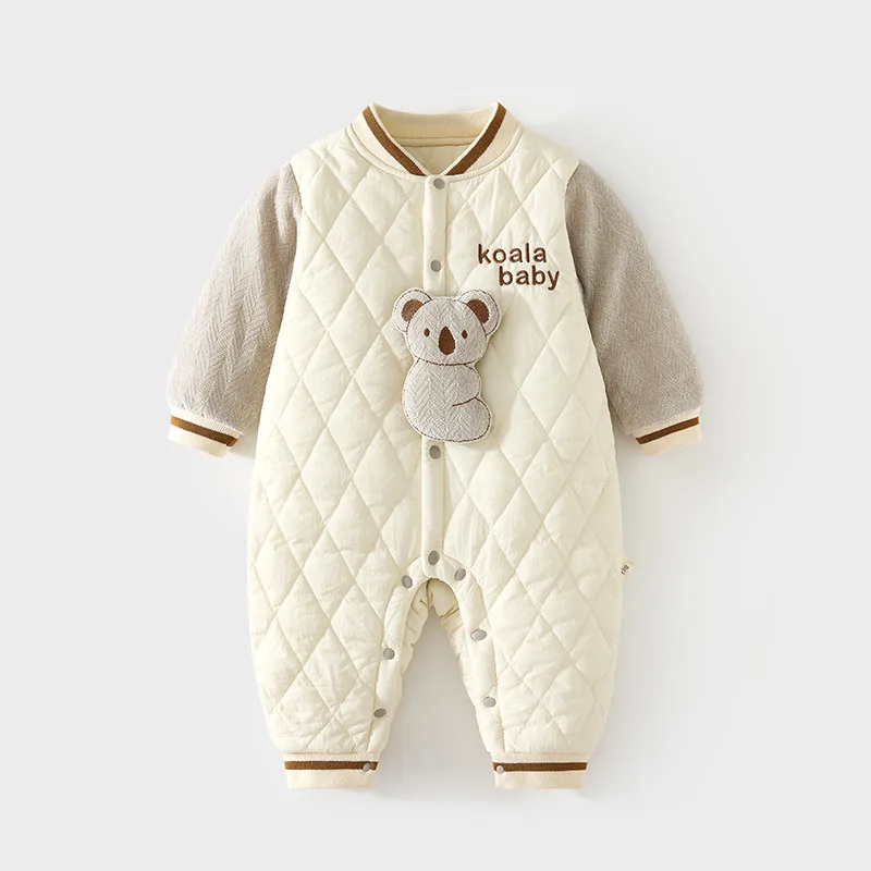 Baby Jumpsuit 120G Cotton Padded Baby Quilted Go out in Autumn and Winter Romper Thin Cotton Thickened Split Romper for Children