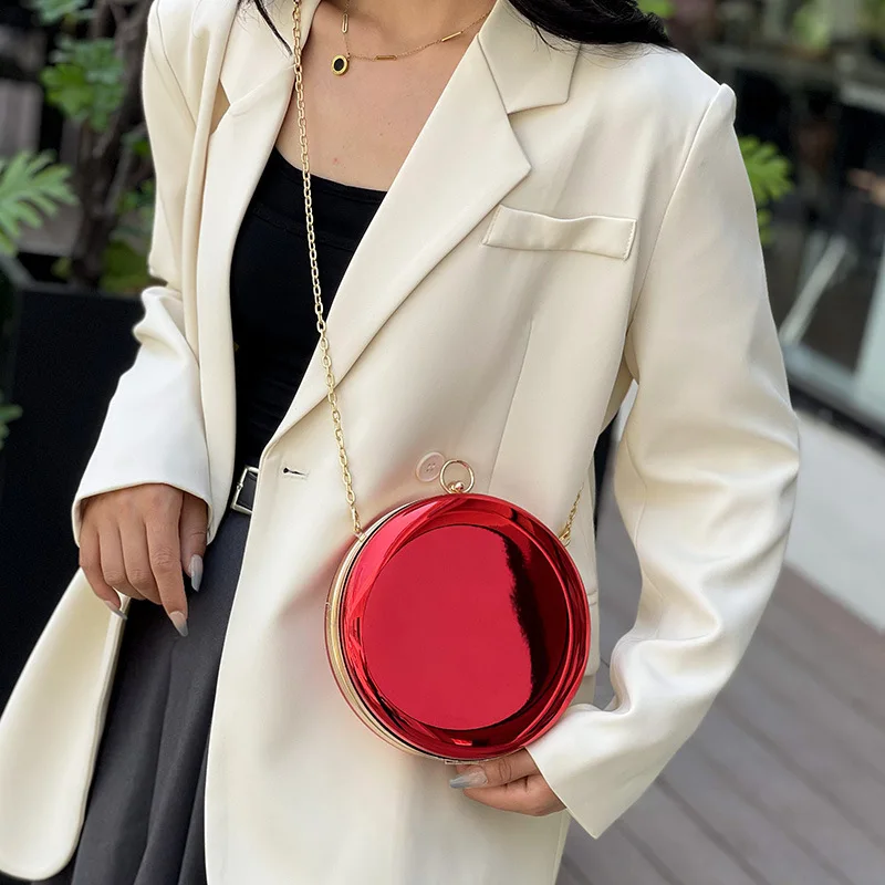 Smooth Mirror Surface Bags For Women Small Round Shape Clutch Bag Luxury Designer Handbag Female Evening Clutch Wedding Bag