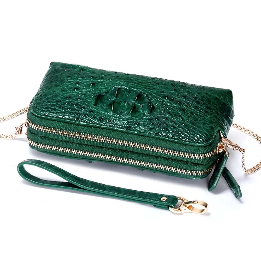 

keximayuanyuan crocodile leather women wallet long Double zipper women chain bag Ladies clultch bag women wallet