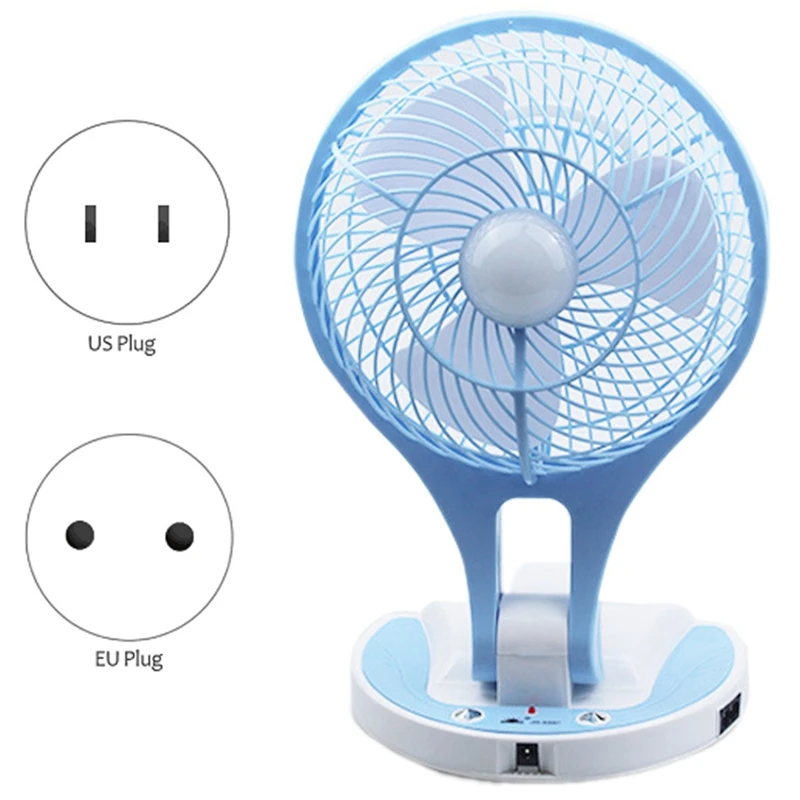 A01F-Mini Small Fan Foldable Electric Fan Cartoon Portable Fan Desktop Fan Portable Desktop Home With Base Blue