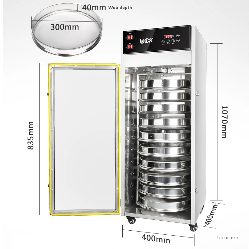 10-Layers Fruit Vegetable Dryer Stainless Steel Commercial Food Dehydrator for Tea/Grains/Seafood/Herb Drying Machine 220V