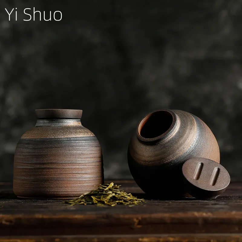 Earthenware Tea Manual Vintage Ceramic Sealed Storage Cha Guan Pu Er Guan Tea Jar Tea Storage Travel Tea Accessories Ceramic Jar