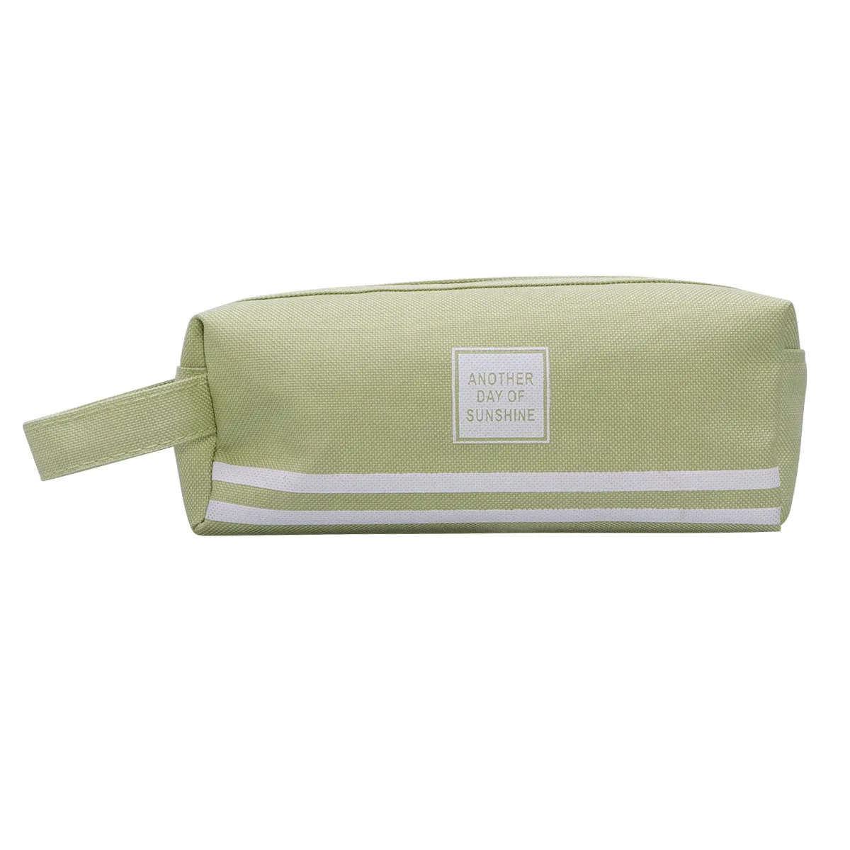 Green Large Capacity Double Layer Pencil Bag Canvas Pencil Case Zipper Pouch Portable Makeup Organizer Multifunctional