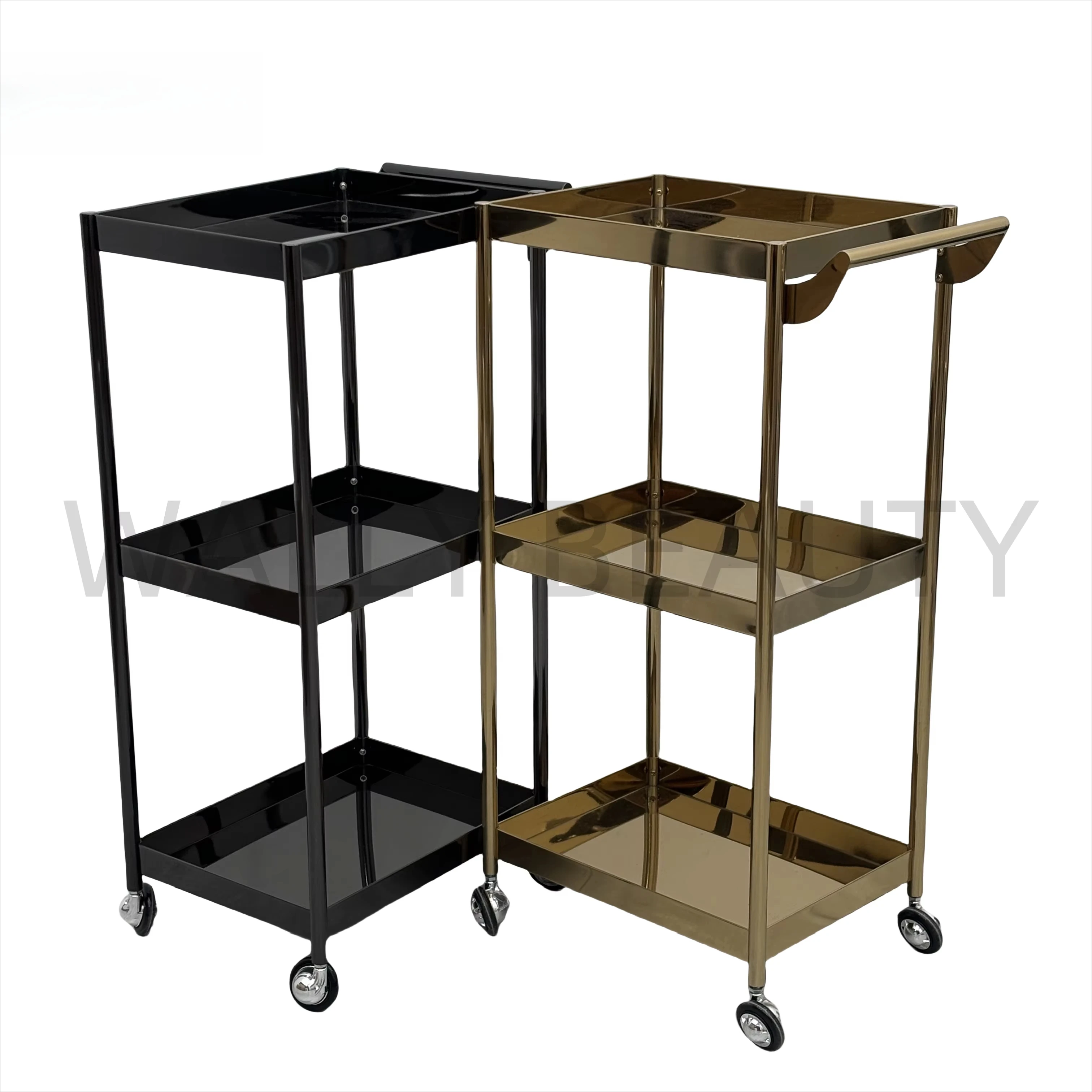 

Тележка для салона красоты Wally, серебряная мобильная тележка из нержавеющей стали для стайлинга