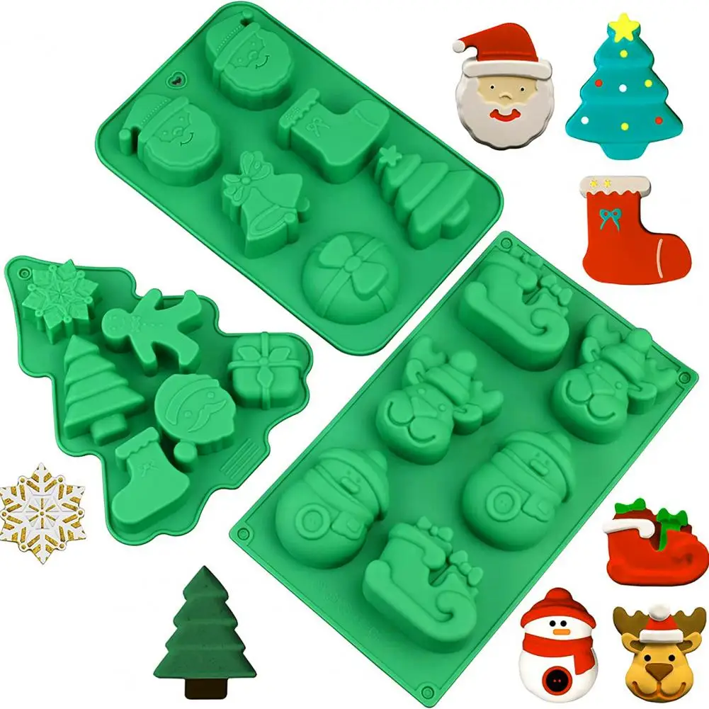 6 Cavities Silicone Mold Non Stick DIY Food Grade Handmade Soap Making Mould Christmas Party Accessories for Handicraft